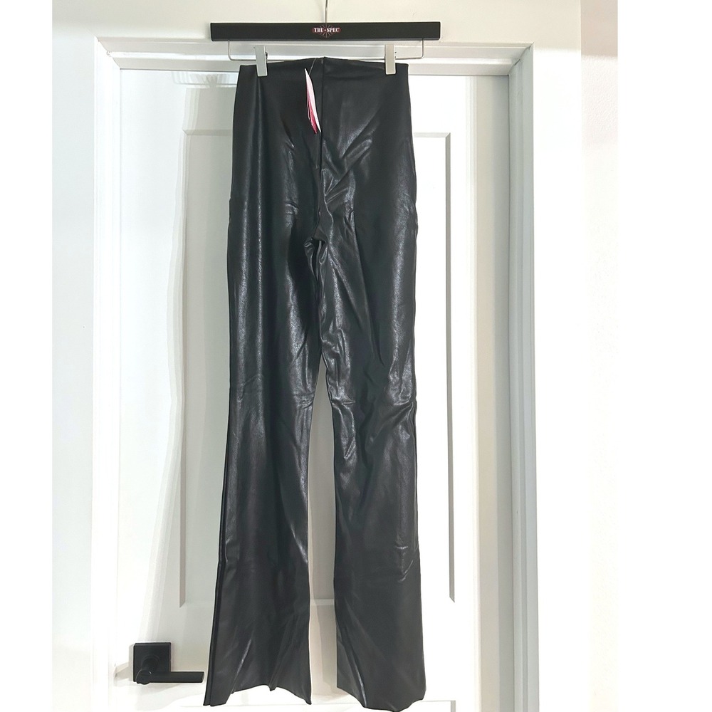 NEW Commando Faux Leather Light Flare Leggings Black Large Edgy Glam Biker